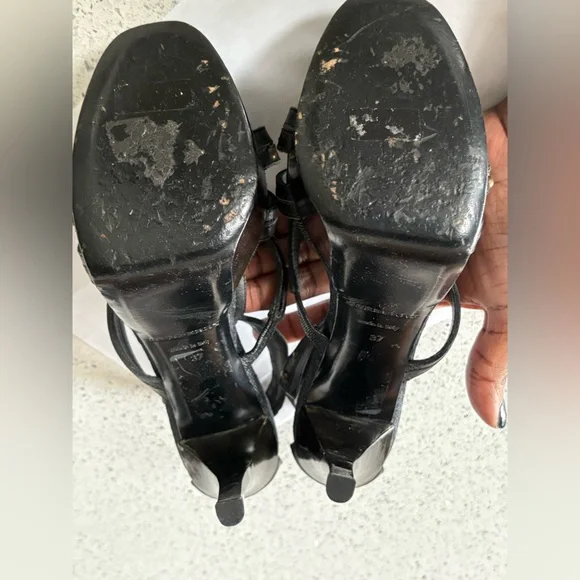 BURBERRY Strappy Denim Platform 5” Stiletto Heels - Size 7 - Picture 6 of 9